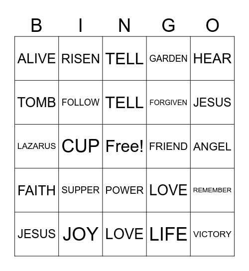 NEW LIFE - EASTER Bingo Card