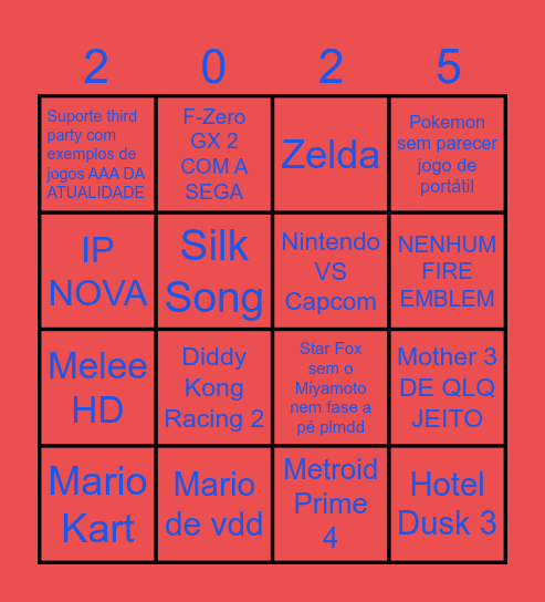 NINTENDO PLZ BE HYPE Bingo Card