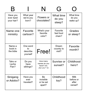 Untitled Bingooooo Bingo Card