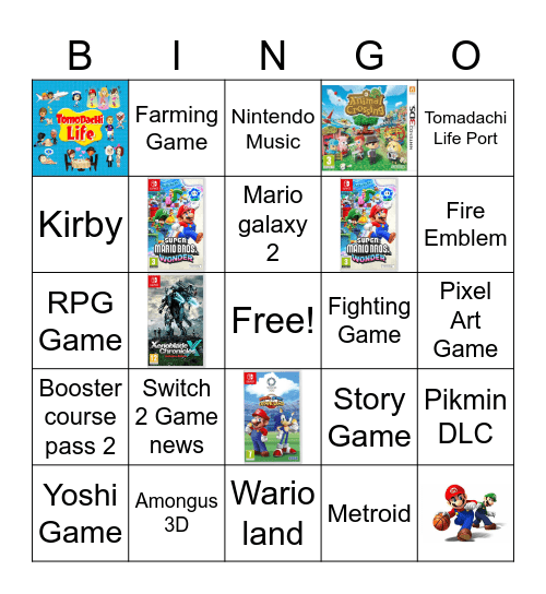 Nintendo Direct 27 Maart Bingo Card
