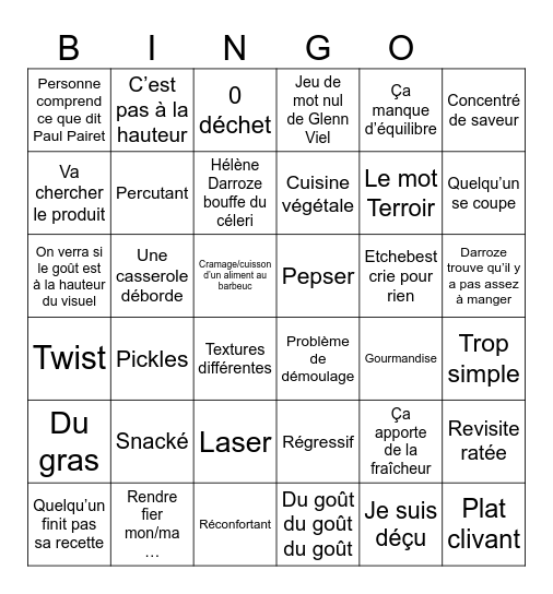 BINGO TOP CHEF Bingo Card