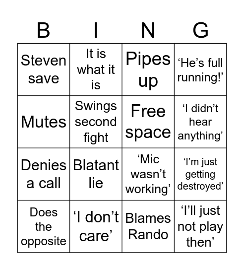Val Bingo Card