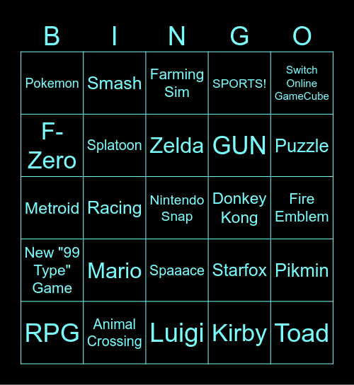 March Nintendo Direct Bingo Card