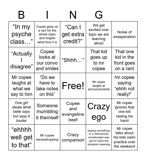 Sociology Bingo Card