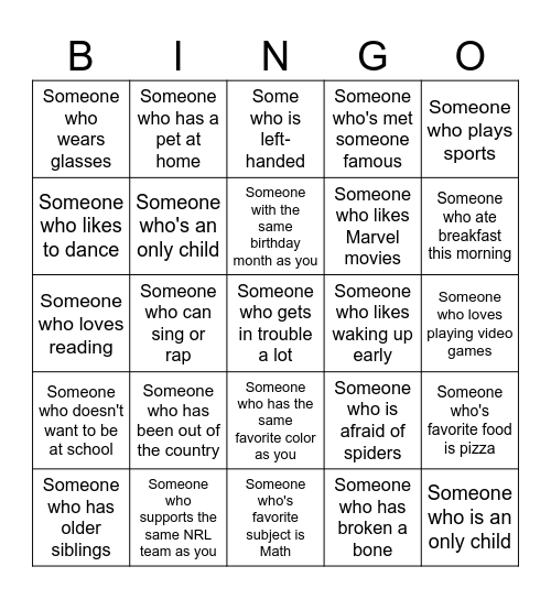 Human Bingo Card