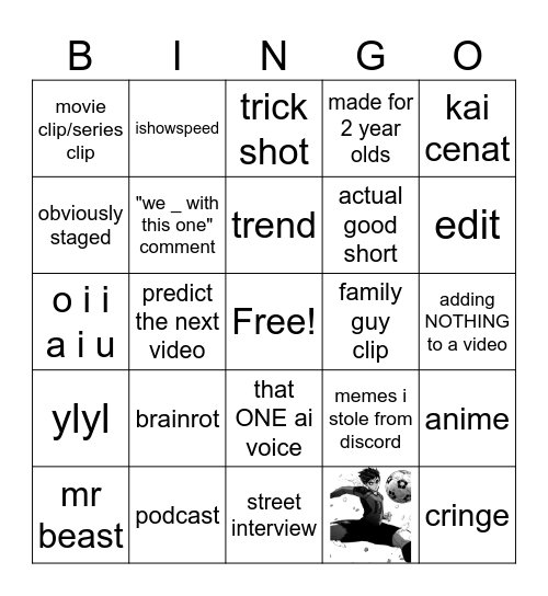 teki yt shorts Bingo Card