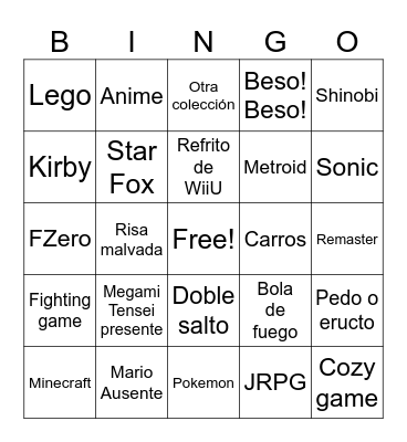 Nintendo Direct 26/03/25 Bingo Card