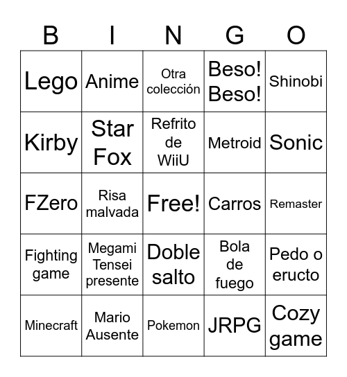 Nintendo Direct 26/03/25 Bingo Card