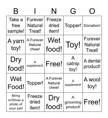 Furever Natural - Cat Bingo Card