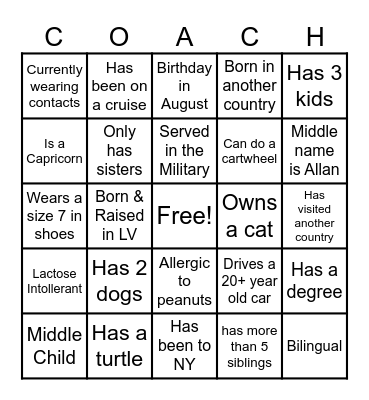 Ice Breaker Bingo Card