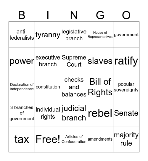 The Constitutional Review Bingo Card