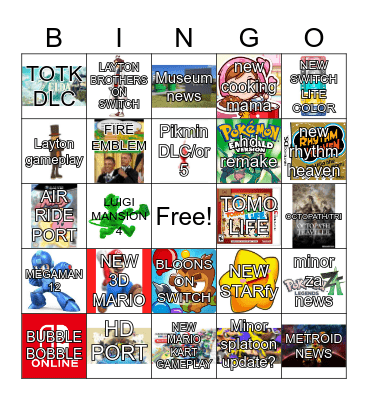 Nintendo Direct 3/27/25 Bingo Card