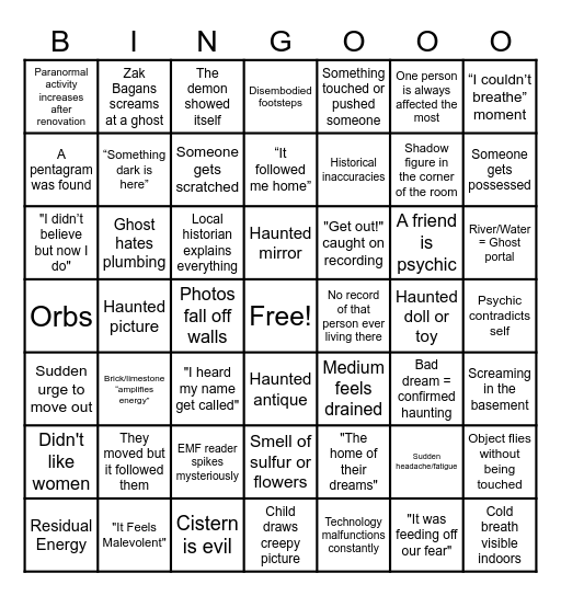 Spectral Shenanigans™ Bingooo Bingo Card