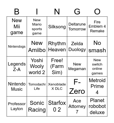 Hugo and Arwens switch 1 bingo Card