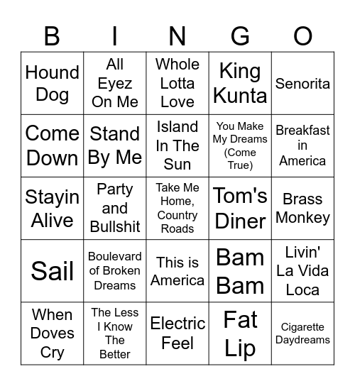 WE BACK BABYYYY Bingo Card