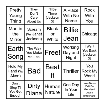 ♫  Michael Jackson  ♫ Bingo Card