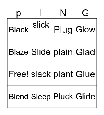 Blends Bingo Card