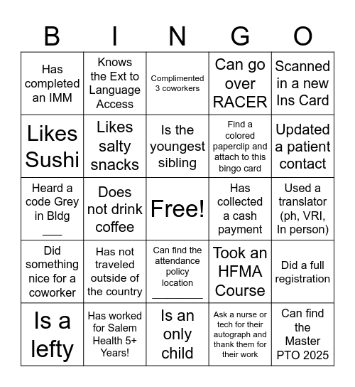 Access Services 2025! Bingo Card