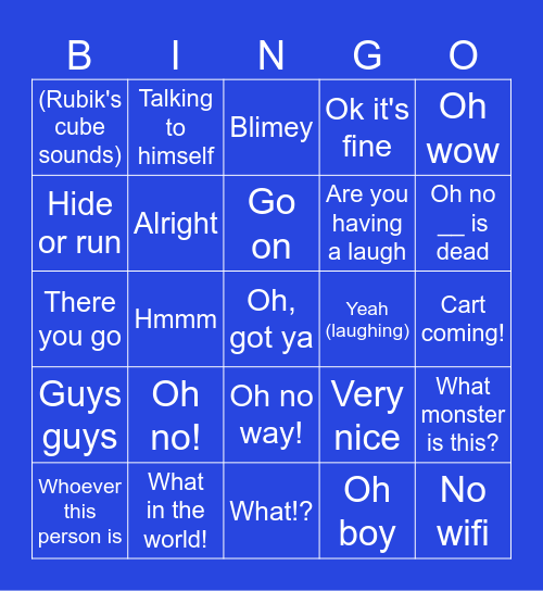 Elliott's bingo Card