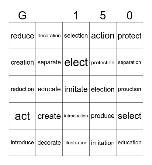 150 Bingo Card