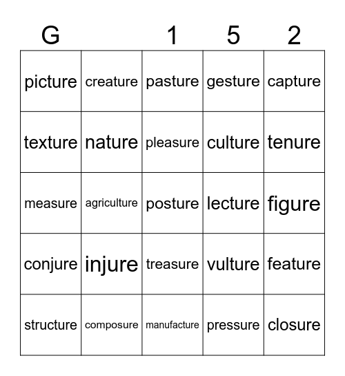 Gold 152 Bingo Card