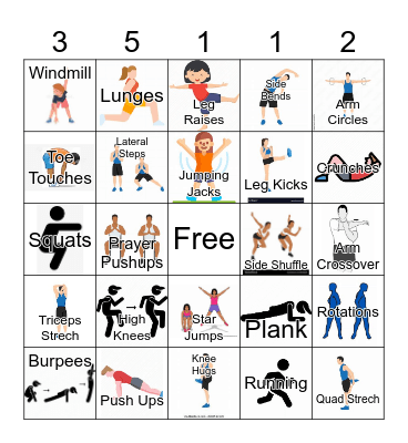 Fitness Bingo Card