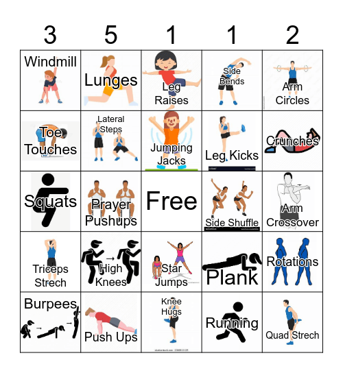 Fitness Bingo Card