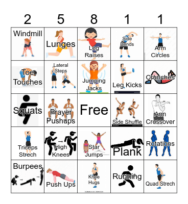 Fitness Bingo Card