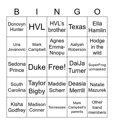 Birmingham Wildlife Expedition Bingo Card