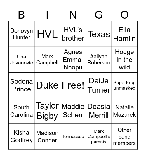 Birmingham Wildlife Expedition Bingo Card