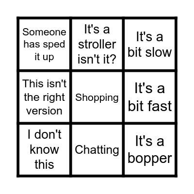 Her reasons for not jiving bingo Card