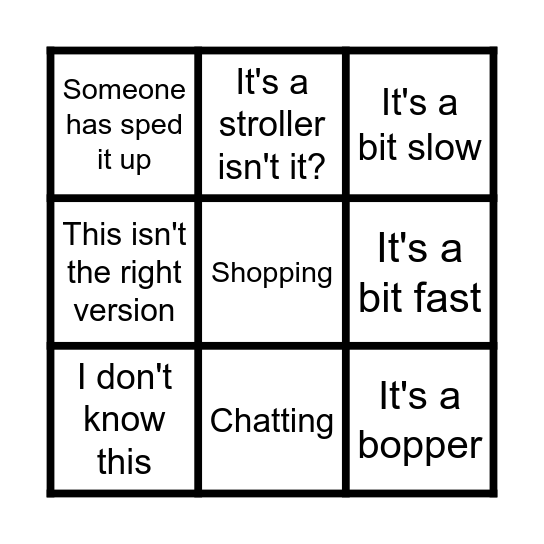 Her reasons for not jiving bingo Card