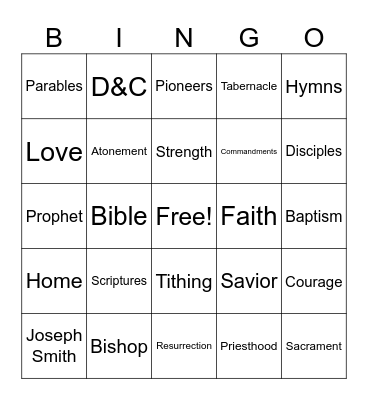 Gathering Place Bingo Card