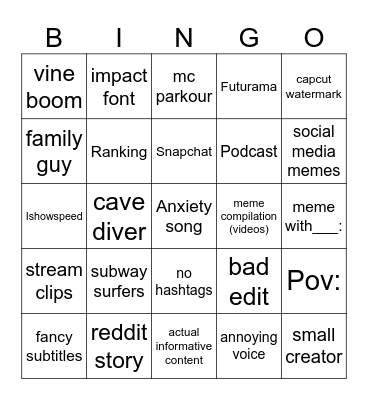 Untitled Bingo Card