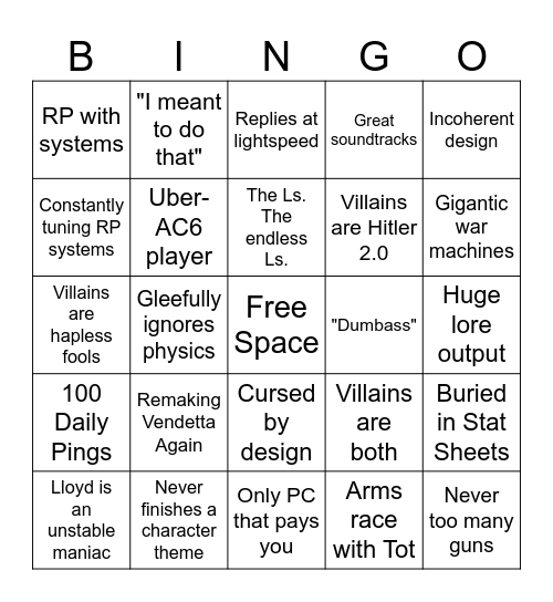 Cance's Bingo Card Bingo Card