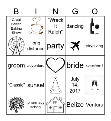 Bridal Bingo Card