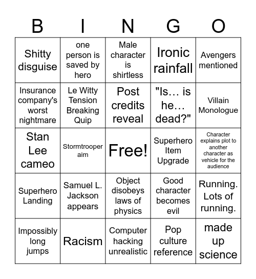 Black Panther Bingo Card
