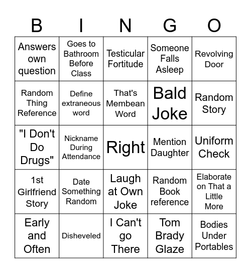 Atkins Bingo Card