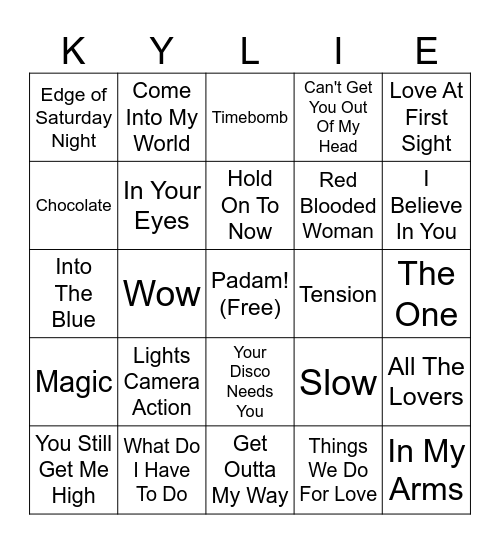 Kylie Brunch Bingo Card