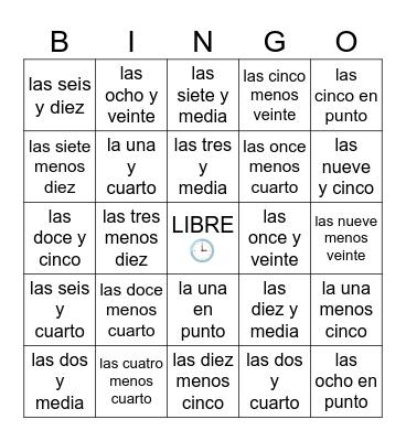 ¿Qué hora es? Bingo Card