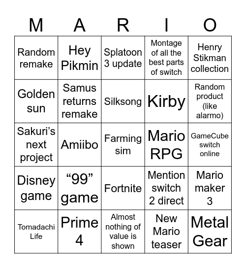 Direct Bingo Card
