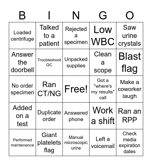 Lab Week Bingo Card