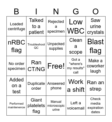 Lab Week Bingo Card
