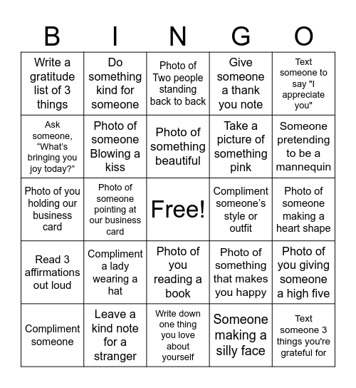 Lady Love Bingo Card