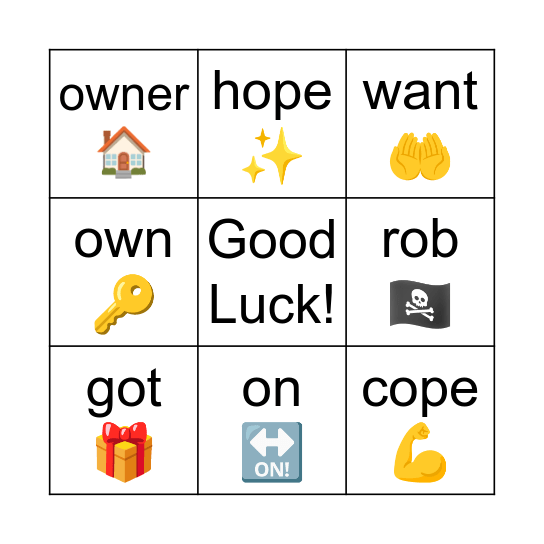 Minimal Pair /ɒ/ and /oʊ/ Bingo Card