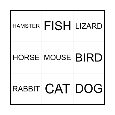PETS Bingo Card