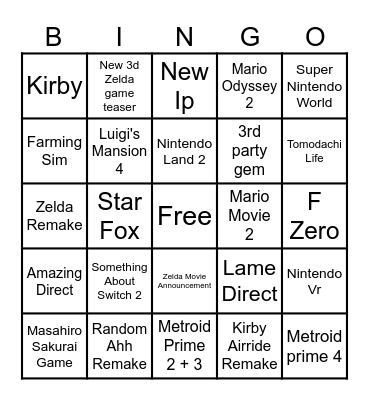 Switch direct Bingo Card