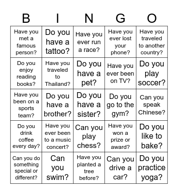 Get to know Bingo Card