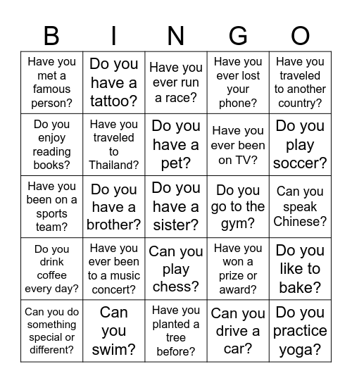 Get to know Bingo Card