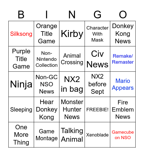 Switch 1/2 C-c-c-cooooomboooo Direct Bingo Card